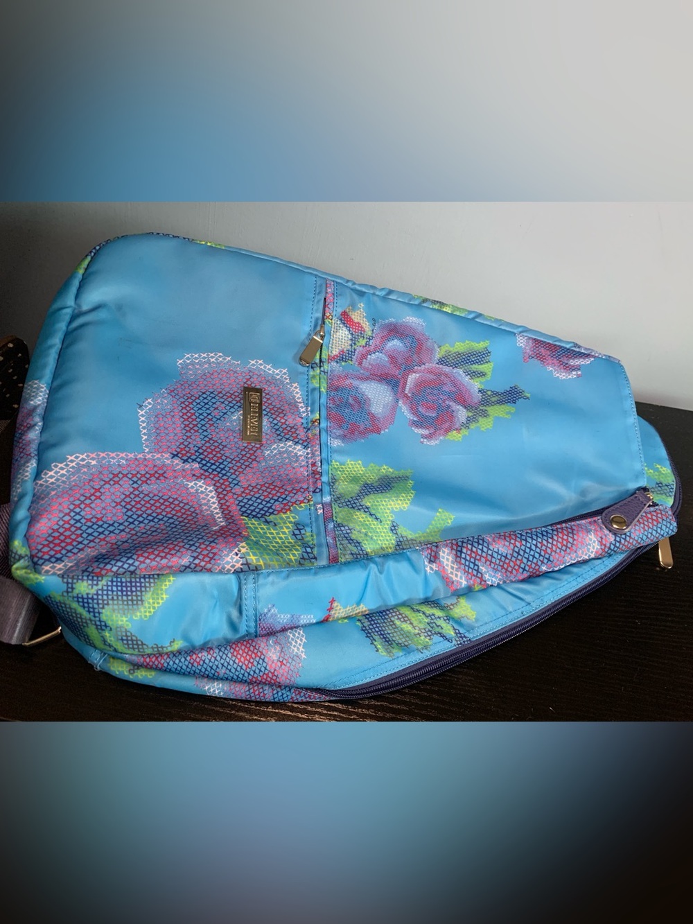 EleVen Venus Williams Blue Floral Sling Tennis/Pickleball Backpack